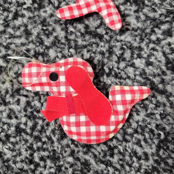 Vintage Red & White Gingham Dog Christmas Ornaments, set of 4 - Picture 5 of 12